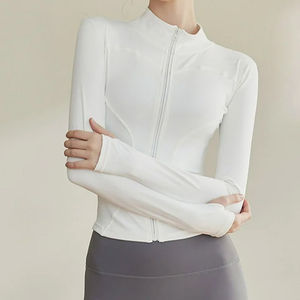 Chaquetas de Yoga para Mujer al por Mayor, Transpirables, de Secado Rápido, de Nailon Suave, Acanaladas, Sin Costuras, de Corte Regular, con Cierre Frontal y Manga Larga - Product Image 2