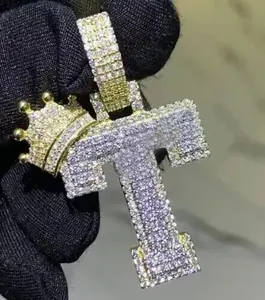 Colgante de Letra Personalizado con Moissanita Real de Corte Redondo de 3.50Ct, Chapado en Oro Amarillo de 14K - Product Image 3