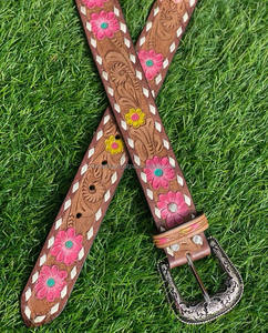 Nuevo cinturón floral de cuero de vaca occidental hecho a medida de calidad superior con diseño mecanizado a mano, proveedor de Fabricante superior en India - Product Image 4