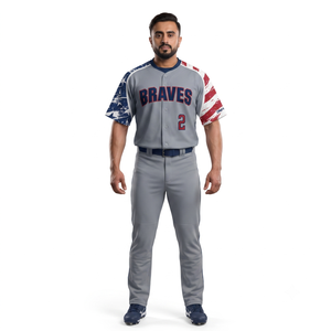 Maillot de baseball patriotique personnalisé sublimé 100 % polyester, uniforme d'entraînement avec logo brodé, tenue d'équipe adulte OEM - Product Image 1