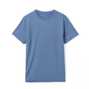 เสื้อยืดคอกลมแขนสั้นผ้าขนแกะเมอริโนสีพื้นสำหรับผู้ชาย พิมพ์ลายสกรีน - Product Image 2
