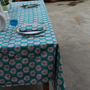 Printed Cotton Linen <b>Tablecloth</b> Square Modern Plant Pattern Outdoor Washable Teal Pink <b>Green</b> - Product Image 6