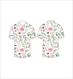 Mens <b>Rose</b> Floral Print Polo Shirt Summer Short Sleeve Casual Collared Button <b>Top</b> Breathable Lightweight Tee - Product Image 3