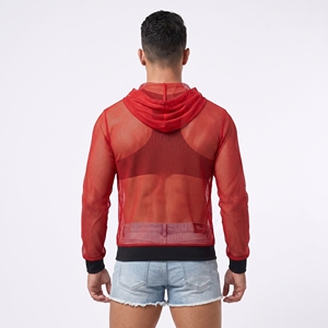 Hoodie transparent en maille légère pour homme, style club sexy, avec fermeture éclair - Product Image 2
