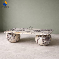 Ensemble de socles de sol en marbre Calacatta Viola moderne sur mesure KT STONE, table basse en pierre frittée, table centrale de luxe en marbre