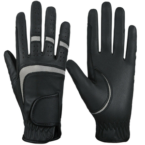 Black PU Full <b>Finger</b> Riding Gloves Breathable Non Slip Adjustable Wrist <b>Strap</b> for Cycling Unisex Summer Use - Product Image 5