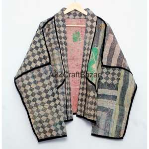 Chaqueta Reversible Acolchada Hecha a Mano para Mujer, 100% Algodón, con Estampado Floral, Cuello en V, Cierre con Cinturón, Estilo Formal para Otoño/Invierno - Product Image 5