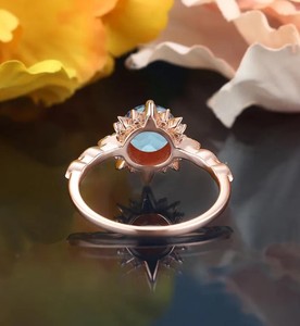 Round Cut Alexandrite <b>Ring</b> In <b>Silver</b> Vintage Engagement <b>Ring</b> Unique Bridal Promise <b>Ring</b> Handmade Jewelry Gift For Her - Product Image 2