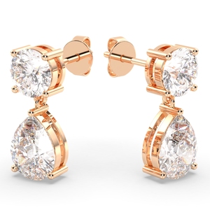 Boucles d'oreilles pendantes REYES, dernier design, or 14 carats, moissanite certifiée GRA 4,76 carats, fermoir à vis, pour femmes, bijoux de luxe pour les soirées. - Product Image 2