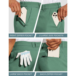 Shorts de golf personnalisés pour hommes, séchage rapide et évacuation de l'humidité, polyester et élasthanne, couleur unie, décontractés, pour l'entraînement - Product Image 4