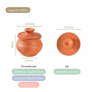 Pot à fleurs en terre cuite traditionnel japonais avec couvercle, capacité de 250 ml, jardinière décorative pour usage intérieur/extérieur - Product Image 2