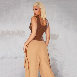 Top Corset de Cuero con Tirantes Finos para el Día de San Valentín, Diseño Sexy sin Tirantes para Adultos, Estilo Casual, Cierre Frontal Perfecto - Product Image 3