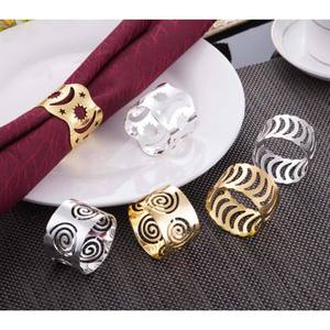 Serviettes en métal argenté de luxe découpées au laser, anneaux de serviette exclusifs de haute qualité, anneaux de serviette ronds en laiton faits à la main - Product Image 2