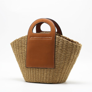 Bolso de paja de gran capacidad para mujer, diseño de cesta tejida a mano con asa de PU, novedad de 2026 - Product Image 3