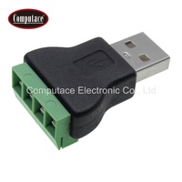 Computace ZSA1055, Adaptador de Corriente USB 2.0 Tipo A a Terminal de Tornillo de 4 Vías, 24-14 AWG, 5P, 1.5A, 5V, Negro/Verde, Gran Venta