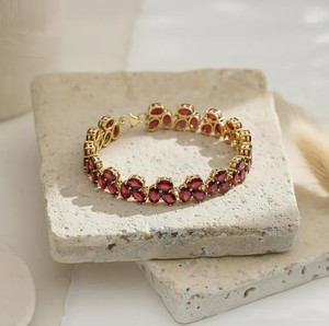 Oval Cut Lab Grown Ruby <b>Charm</b> Bracelet 925 Sterling <b>Silver</b> Gold Plated Luxury <b>Charm</b> Elegant Handmade Gemstone Jewelry for Party - Product Image 3