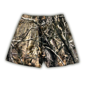Shorts de sport unisexe coupe mi-longue (5 pouces) en toile épaisse camouflage imprimé à chaud, coupe-vent, style streetwear, avec cordon de serrage - Product Image 5