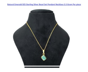 Collier Pendentif Géométrique de Luxe en Émeraude Naturelle pour Mariage Chrétien, en Argent Sterling 925 Plaqué Or 18K, Sertissage Clos, Minimaliste - Product Image 6
