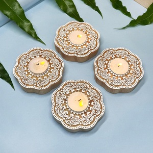 Wooden <b>Tealight</b> Candle <b>Holder</b> Set Rustic Farmhouse Decor Handmade Candle Stand for Living Room Bedroom Tabletop - Product Image 6