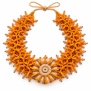 Collar de Perlas de Agua Dulce con Cuentas de Tungsteno Hechas a Mano, Adorno Floral Rojo Anaranjado para Joyería de Moda Femenina, Venta al por Mayor en India - Product Image 2