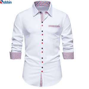 Camisa Casual de Verano para Hombre, Manga Larga, Cómoda y Transpirable, con Rayas Blancas, Estilo Clásico, Precio OEM - Product Image 1