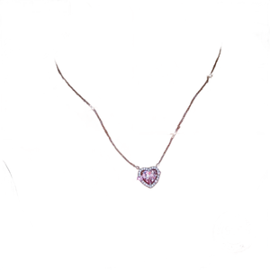 Collar con Colgante de Moissanita en Forma de Corazón, Chapado en Oro Rosa sobre Plata 925, con Cadena para Mujer, Uso Diario Romántico, Disponible para la Venta - Product Image 1