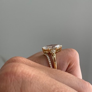 Anillo de compromiso de diamante de laboratorio redondo de 3.20 CT, oro rosa macizo de 14K, halo oculto, solitario con 6 puntas en forma de corazón, anillo nupcial llamativo - Product Image 6