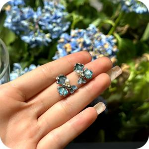 Argent Sterling 925 Fin Boucles D'oreilles à Tige En Email Bleu Et Perles Pour <span class=keywords><strong>Les</strong></span> Bijoux Commemoratifs De Fete - Product Image 5