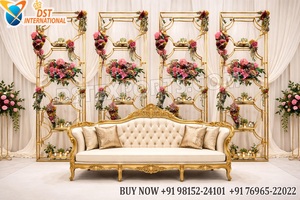 Mesmerizing Candle <b>Frame</b> For Australian Wedding Stage Lavish Reception Stage Backdrop Candle Wall Luxury Golden Candle <b>Arch</b> USA - Product Image 5