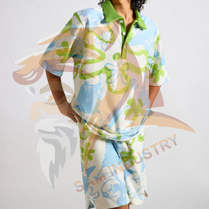 Ensemble deux pièces pour homme de qualité supérieure, décontracté, été, 100% coton, uni, personnalisable, séchage rapide, respirant, ensemble deux pièces pour homme en sublimation - Product Image 4