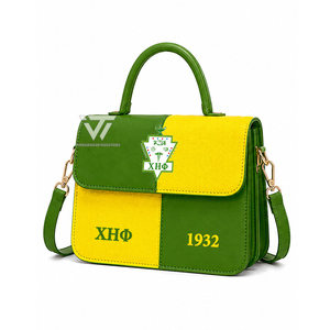 Bolso de Mano de la Hermandad Griega Chi Eta Phi al por Mayor para Mujer, Bordado con Bloques de Color, con Asa Superior, Bandolera y Bolso Tipo Satchel, Personalizado - Product Image 1