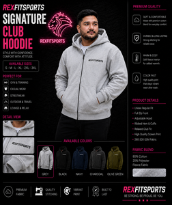 REXFITSPORTS 2026 Custom Grey <b>Full</b> <b>Zip</b> <b>Hoodie</b> 280–300 GSM Cotton Polyester Fleece Logo Casual Streetwear <b>Hoodie</b> - Product Image 1