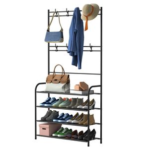 Organizzatore Autoportante per Ingresso con Appendiabiti e Scarpiera, Stand Porta Abiti e Scarpe Combinato - Product Image 1