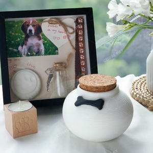 White Ceramic Pet Urn with Cork Lid and <b>Black</b> <b>Heart</b> Decor for Dog Cat Memorial Keepsake - Product Image 2