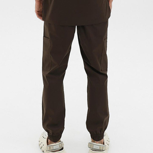 Unisex <b>Brown</b> Scrub Set Spandex/Polyester Woven Hospital Uniforms Pockets Button Neck Design High Quality Needle Detection - Product Image 2
