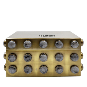 Sustainable Customized Design Gold Finish Resin Gemstones Jewelry Box European Style Rectangle Shape Stainless Steel Metal - Product Image 3