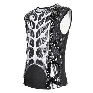 Hot Sell Men's Fashion Black <b>Gothic</b> Punk Streetwear Skeleton Print Vest Slim Fit Top Custom OEM ODM - Product Image 4