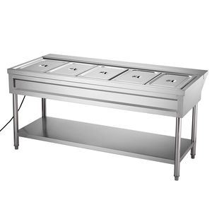 Scaldavivande Elettrico a 5 Scomparti con Controllo Temperatura Indipendente 750W in Acciaio Inox per Buffet e Catering - Product Image 6