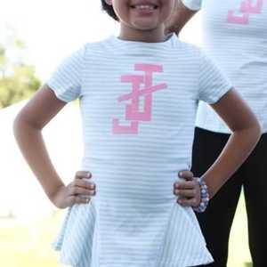 Haut à volants rayé JJ pour jeunes filles, T-shirt décontracté en coton à manches courtes, Vêtements de mode personnalisés d'inspiration grecque pour enfants - Product Image 5