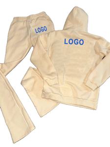 Conjunto de chándal acampanado de algodón con estampado de logotipo personalizado unisex, pantalones de chándal con capucha de patrón sólido de invierno, sudadera de talla grande - Product Image 5