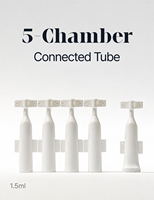 Contenant de distribution en plastique blanc à 5 compartiments connectés, 1,5 ml, emballage multi-compartiments avec bouchon à vis pour crème pour les yeux et huile essentielle