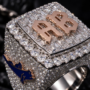 Bague Initiale Gothique Iced Out en Moissanite VVS de Haute Qualité, Argent Sterling 925, Coupe Baguette, Halo, Style Hip Hop, Bijoux Fins pour Hommes - Product Image 2