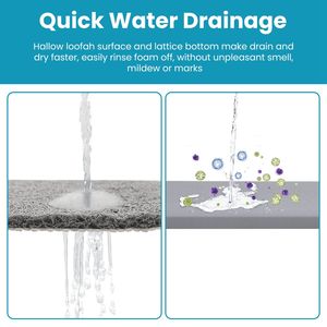 Tappetino da Bagno Antiscivolo in PVC Grigio 72x42,5 cm con Drenaggio Rapido, Tappetino Doccia in Luffa per la Sicurezza del Bagno - Product Image 3