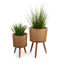 Article cadeau décoratif pour la maison, pot à fleurs en osier, bois écologique, moderne, fait main, grand format, pour l'intérieur/l'extérieur, pour une utilisation en jardin