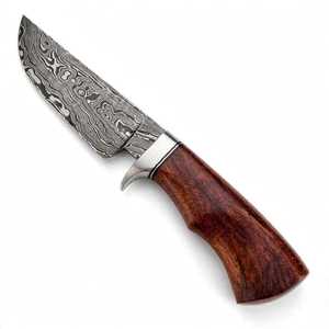 Couteau à lame fixe artisanal personnalisé en acier Damas pour l'extérieur, avec manche en bois de rose et garde en acier - Product Image 5