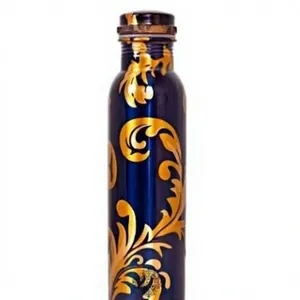 Water Storage <b>Flask</b> Decorative Golden Vine Pattern Reusable Eco Friendly Leakproof Copper <b>Bottle</b> for Home Office Travel Yoga - Product Image 1