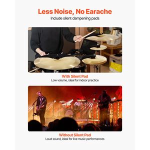 Set di 4 Piatti in Lega per Batteria: Include Hi-Hat da 14 pollici, Crash da 16 pollici, Ride da 20 pollici e Gong da 10 pollici - Product Image 3