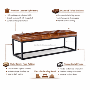 Banc rembourré en cuir de luxe, sièges confortables, construction robuste, design moderne élégant, parfait pour le couloir, le salon - Product Image 3