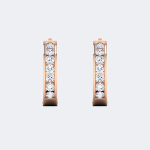 Pendientes de aro anchos tipo Huggie con engaste de canal, de oro de 10k, con circonitas cultivadas en laboratorio de corte brillante redondo de 2.05 CTW, certificados - Product Image 6