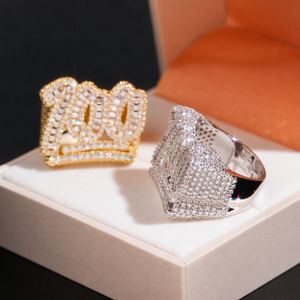 Bague personnalisée pour homme avec numéro, en argent 925, sertie de moissanite, style hip-hop de luxe, bijoux personnalisés - Product Image 1